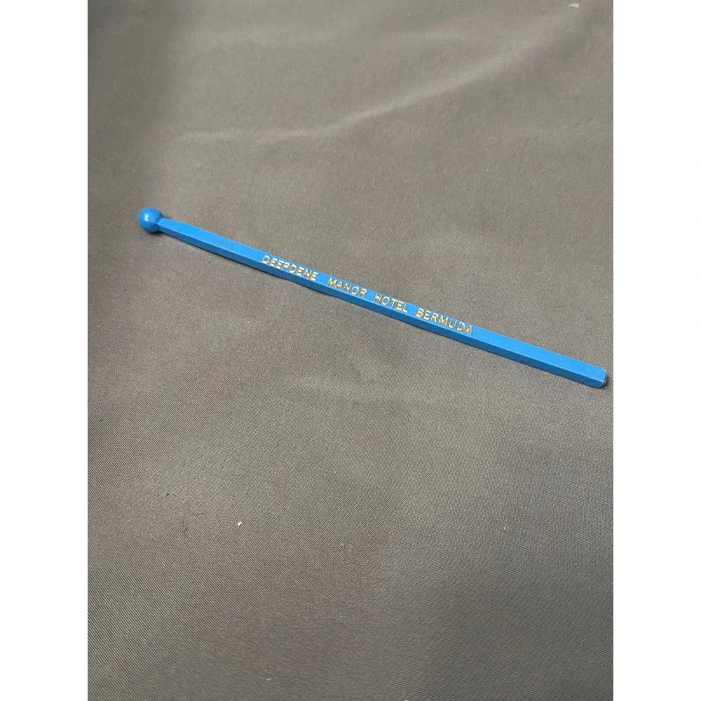 Vintage Deepdene Manor Hotel Bermuda Swizzle Stick Blue Gold Barware Stirrer